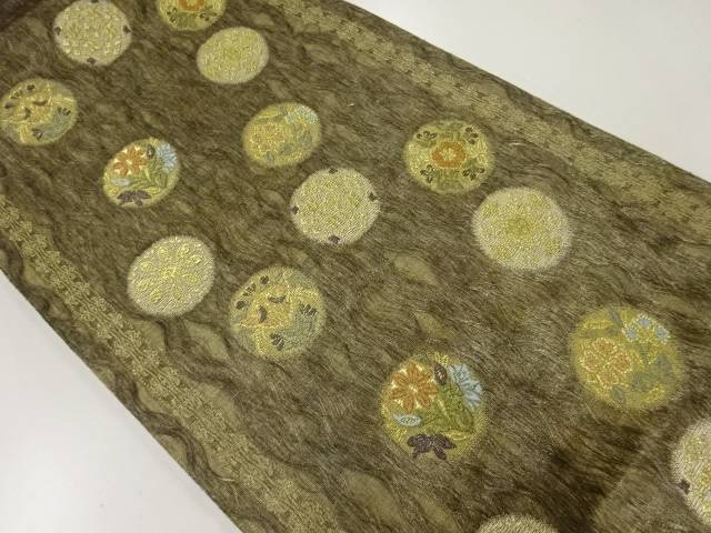 すくい織丸紋に花鳥模様織出し袋帯【リサイクル】【中古】【着】 宗sou