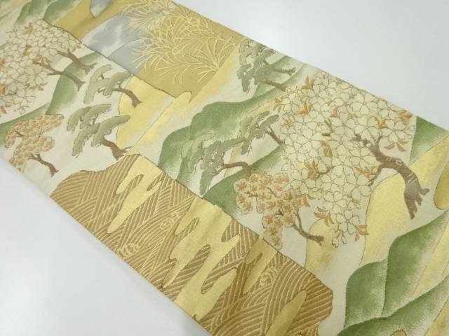 松に桜模様織出し袋帯【リサイクル】【中古】【着】 宗sou【spoff】