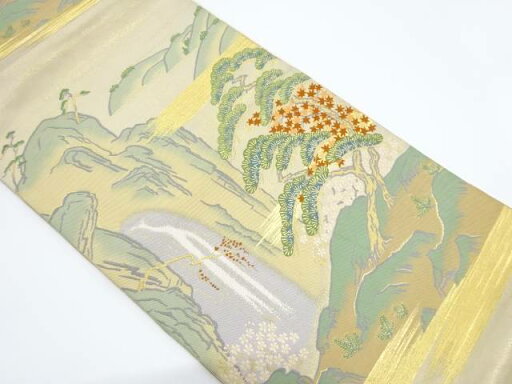 滝に紅葉・笠松模様織り出し袋帯【リサイクル】【中古】【着】 宗sou 滝に紅葉・笠松模様織り出し袋帯【リサイクル】【中古】【着】 宗sou