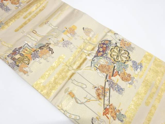 御所車に時代人物模様織り出し袋帯【リサイクル】【中古】【着】 宗sou