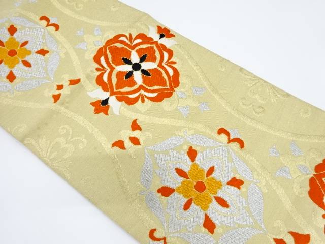 花立涌模様織り出し名古屋帯(着用可)【アンティーク】【中古】【着】 宗sou