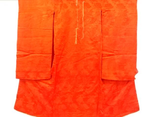 綸子　檜扇に菊桐模様織り出し長襦袢【アンティーク】【中古】【着】 宗sou