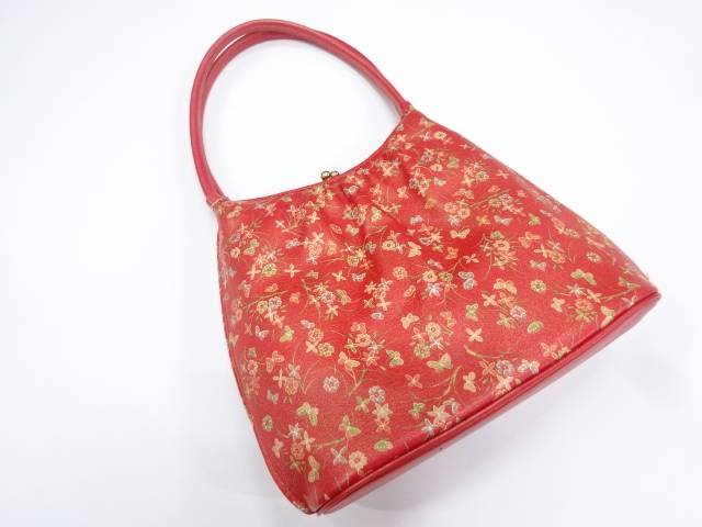 花に蝶模様ハンドバッグ【リサイクル】【中古】【着】 宗sou
