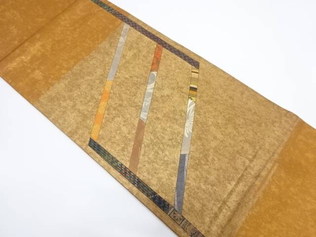 引箔 切りばめ抽象模様袋帯(材料)【アンティーク】【中古】【着】 宗sou【spoff】