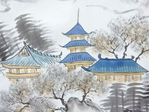 寺塔風景模様男物長襦袢【アンティーク】【中古】【着】 宗sou 寺塔風景模様男物長襦袢【アンティーク】【中古】【着】 宗sou
