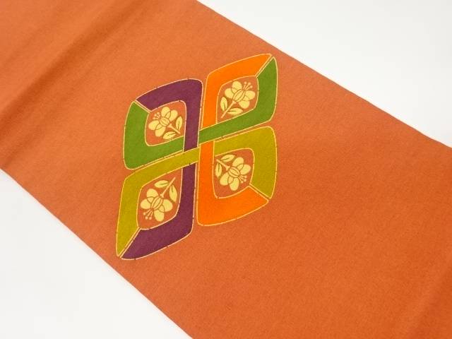 上代紬変わり花菱に遠州椿模様名古屋帯【中古】【着】 宗sou