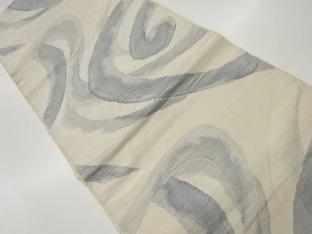 手織り紬抽象模様織出し名古屋帯【中古】【着】 宗sou