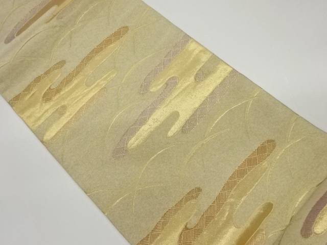 ヱ霞に芝模様織出し袋帯【中古】【着】 宗sou