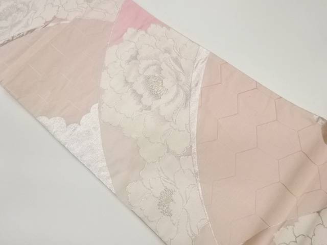 亀甲に花模様織出し袋帯【中古】【着】 宗sou(4)