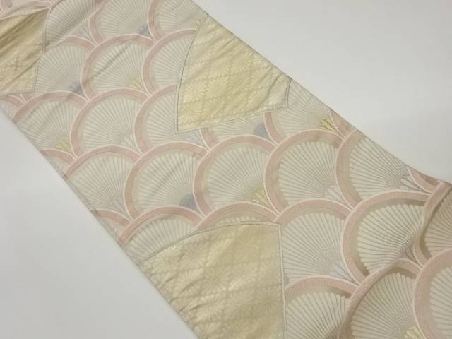 地紙に菊菱・松青海波模様織出し袋帯【中古】【着】 宗sou