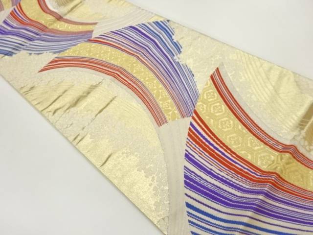 【中古】扇子に桜・七宝・亀甲模様織...