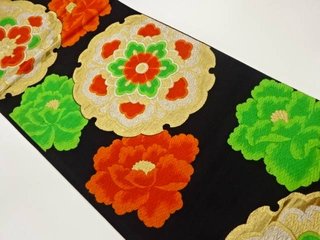 華文に花模様織出し袋帯【中古】【着】 宗sou
