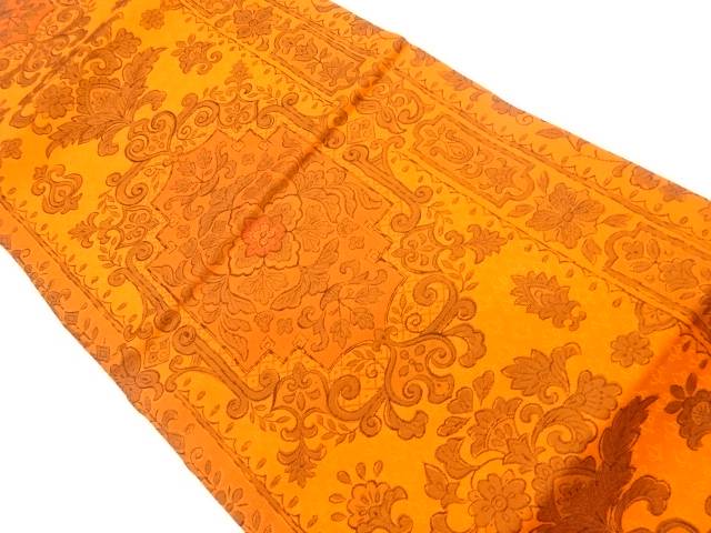 華紋に草花模様織出し名古屋帯【中古】【着】 宗sou
