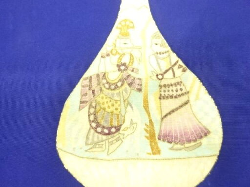 塩瀬手描き壺に時代人物模様名古屋帯【アンティーク】【中古】【着】 宗sou 塩瀬手描き壺に時代人物模様名古屋帯【アンティーク】【中古】【着】 宗sou