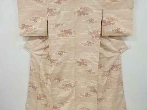 霞に花車模様織り出し十日町紬着物【アンティーク】【中古】【着】 宗sou 霞に花車模様織り出し十日町紬着物【アンティーク】【中古】【着】 宗sou