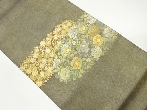 螺鈿金彩椿に桜模様袋帯【中古】【着】 宗sou 螺鈿金彩椿に桜模様袋帯【中古】【着】 宗sou
