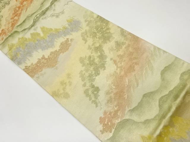 木々に山並み模様織出し袋帯【中古】【着】 宗sou