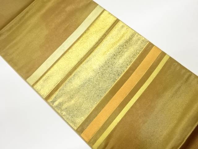 金駒刺繍金彩横縞模様袋帯【中古】【着】 宗sou