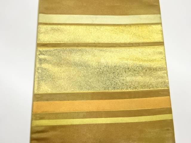 金駒刺繍金彩横縞模様袋帯【中古】【着】 宗sou
