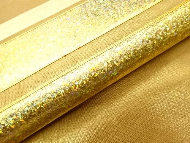 金駒刺繍金彩横縞模様袋帯【中古】【着】 宗sou