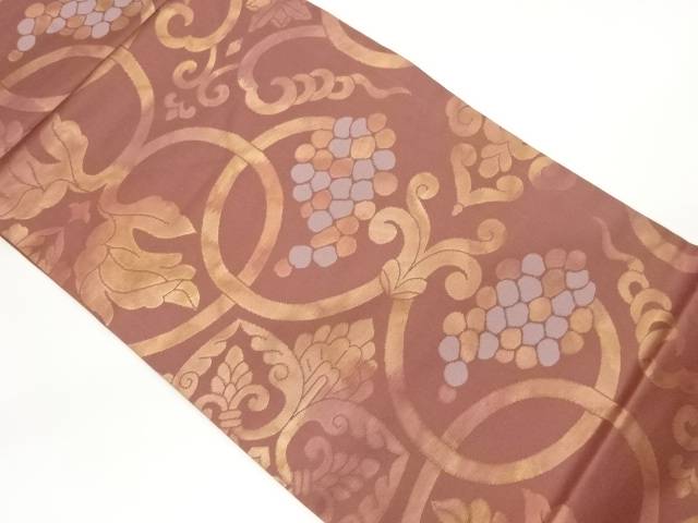 葡萄唐草模様織出し名古屋帯【中古】【着】 宗sou