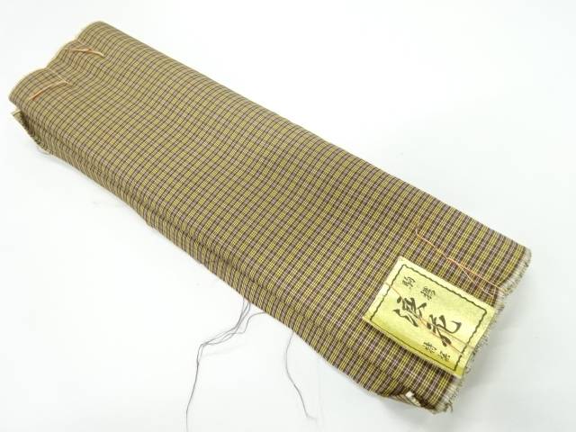格子模様織出し丹前地反物【アンティーク】【中古】【着】 宗sou