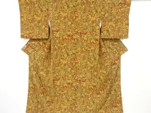 草花に蝶模様小紋着物【リサイクル】【中古】【着】 宗sou 草花に蝶模様小紋着物【リサイクル】【中古】【着】 宗sou