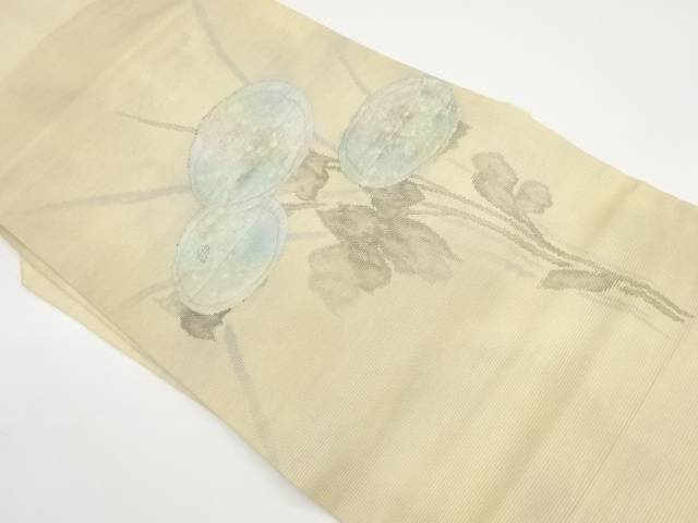 絽 万寿菊模様織り出し名古屋帯【中古】【着】 宗sou