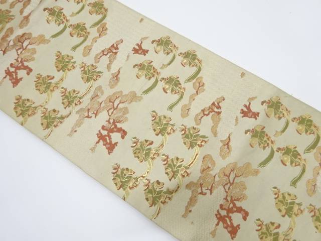 雲に松・時代人物模様織り出し袋帯（材料）【アンティーク】【中古】【着】 宗sou