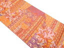 切りばめ風 ヱ霞に桐・花兎・鳥模様織り出し袋帯【中古】【着】 宗sou
