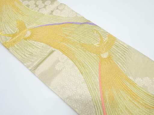 鳳凰に菊模様織り出し袋帯【中古】【着】 宗sou 鳳凰に菊模様織り出し袋帯【中古】【着】 宗sou
