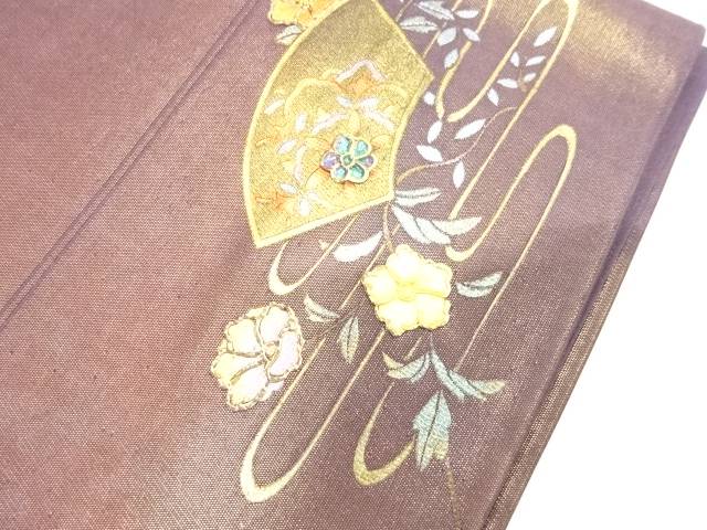 金彩　地紙に華紋・流水模様袋帯（材料）【アンティーク】【中古】【着】 宗sou