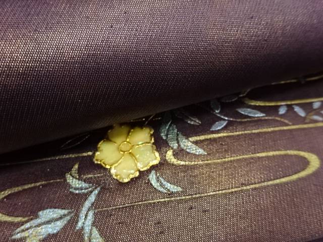金彩　地紙に華紋・流水模様袋帯（材料）【アンティーク】【中古】【着】 宗sou