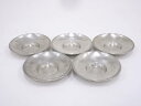 豊好堂造 錫円式茶托5客(288g)【中古】【道】 宗sou