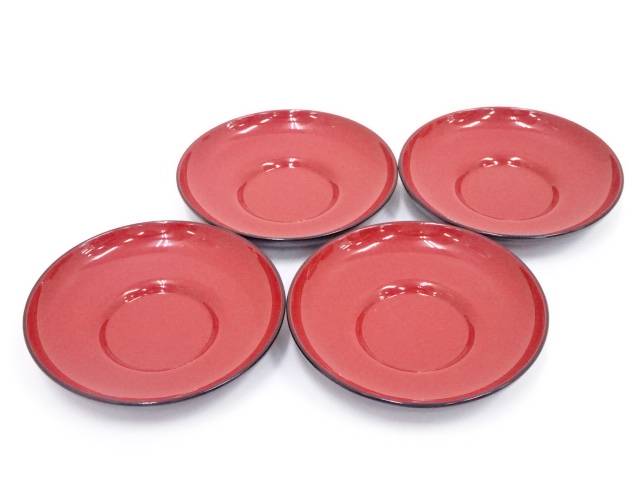 漆塗茶托セット4客【中古】【道】 宗sou【spoff】