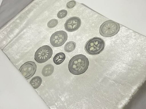 螺鈿金彩丸に抽象草花模様名古屋帯【中古】【着】 宗sou 螺鈿金彩丸に抽象草花模様名古屋帯【中古】【着】 宗sou