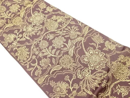 花唐草模様織出し袋帯【中古】【着】 宗sou 花唐草模様織出し袋帯【中古】【着】 宗sou