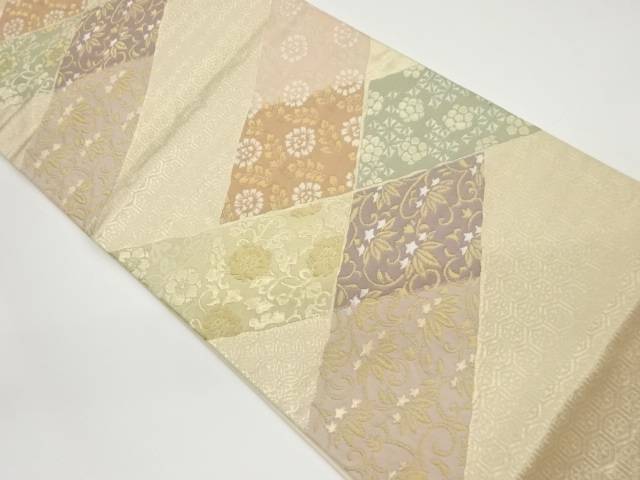 檜垣に花唐草模様織出し袋帯【中古】【着】 宗sou
