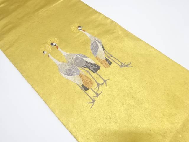 鶴模様織り出し袋帯【中古】【着】 宗sou