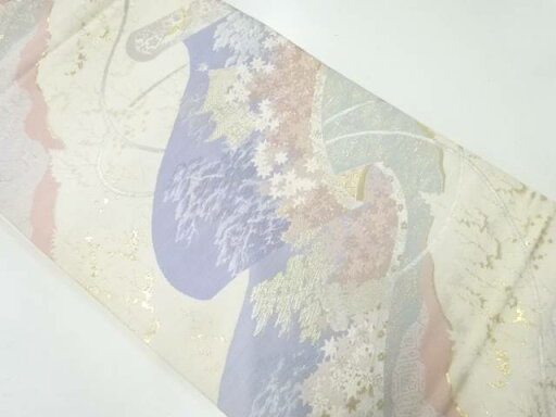 巻物に金閣寺・楓模様織出し袋帯(材料)【アンティーク】【中古】【着】 宗sou【Pnt】 巻物に金閣寺・楓模様織出し袋帯(材料)【アンティーク】【中古】【着】 宗sou【Pnt】