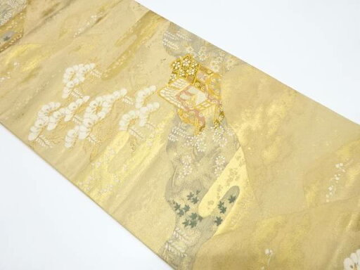 松・藤に御所車模様織り出し袋帯【中古】【着】 宗sou 松・藤に御所車模様織り出し袋帯【中古】【着】 宗sou