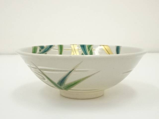 京焼　手塚桐鳳造　流水に笹　平茶碗【中古】【道】 宗sou