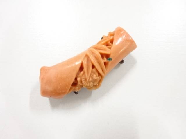 本珊瑚 帯留め(5.20g)【アンティーク】【中古】【着】 宗sou
