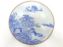 古伊万里 瀬戸印判手 屋敷風景一尺皿【中古】【道】 宗sou