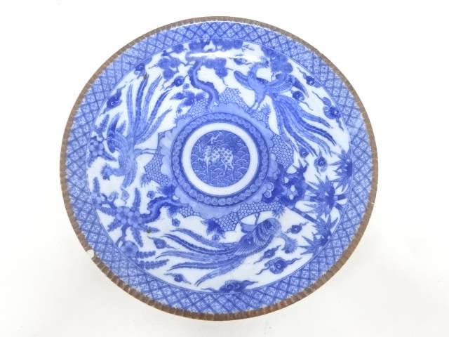 古伊万里　瀬戸印判手　桐に鳳凰一尺皿【中古】【道】 宗sou