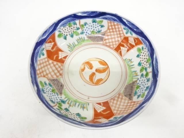 古伊万里　染付赤絵　紫陽花平鉢【中古】【道】 宗sou