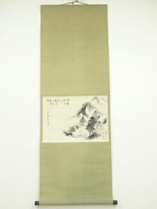 上原龍堂筆 漢詩 横物 画賛 肉筆紙本掛軸(保護箱)【中古】【道】 宗sou