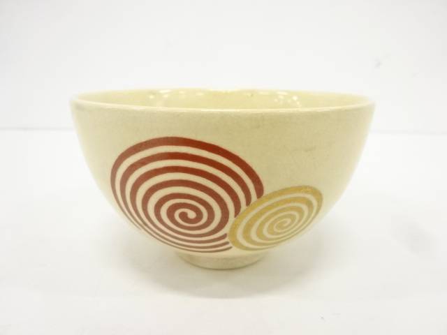加藤昌山造　金彩色絵渦巻き茶碗【中古】【道】 宗sou