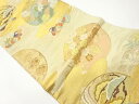 丸文に草花・鴛鴦・波模様織出し袋帯【中古】【着】 宗sou(4)