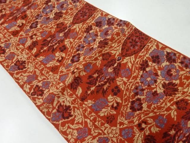 草花模様織出し名古屋帯【リサイクル】【中古】【着】 宗sou